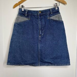 Vintage 90s Action West High Rise Denim Pencil Skirt NO SIZE Western Gray Yoke